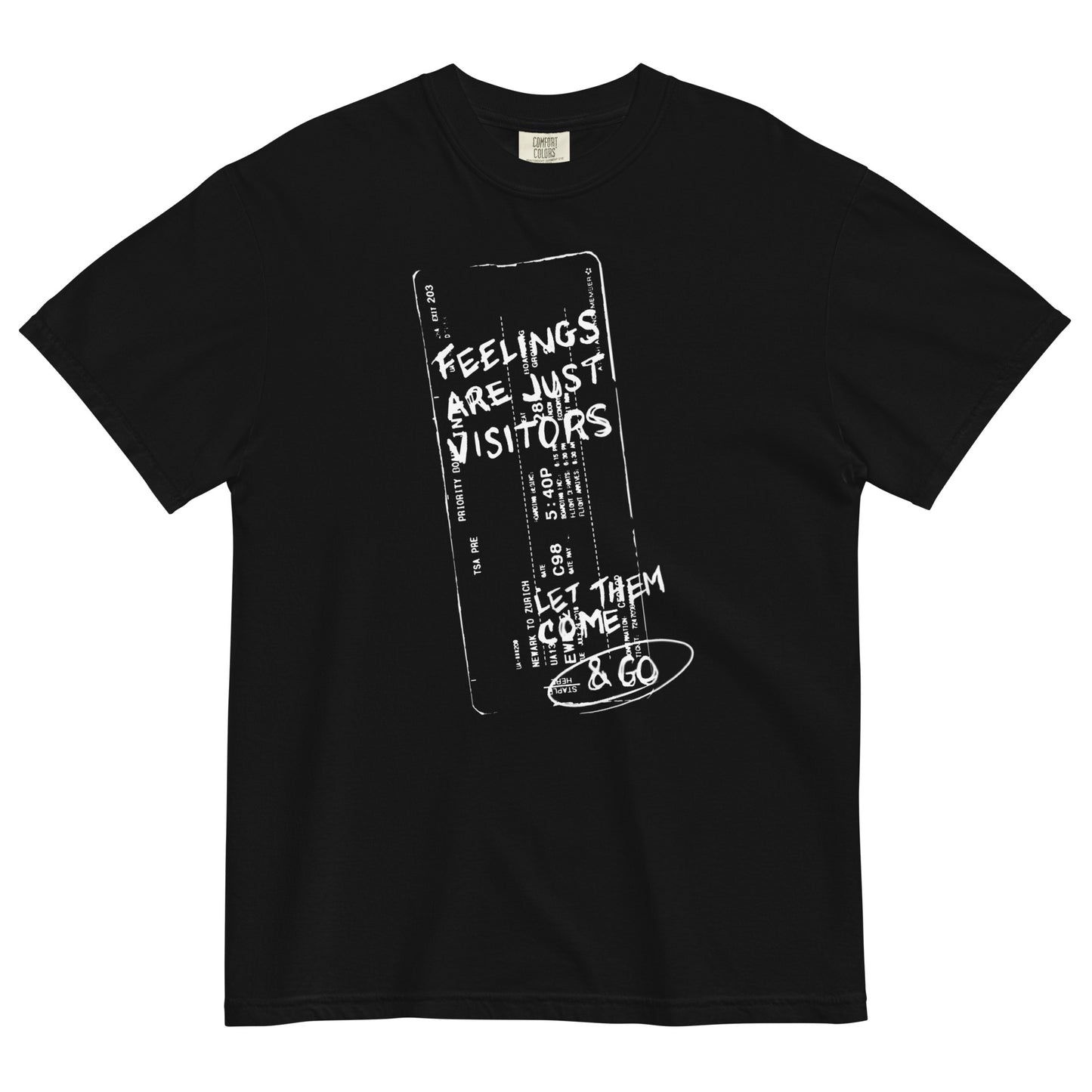 "Feelings are just visitors" T-shirt (Black)